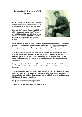 A preview of a PDF biography for Remole, Douglas William